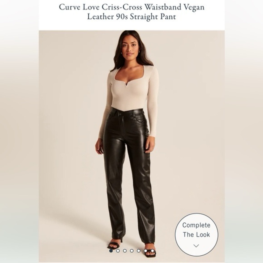 A&F Curve Love Criss-Cross Waistband Vegan Leather 90s Straight Pants